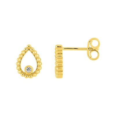 Boucles d'oreilles en or jaune et oxydes de zirconium