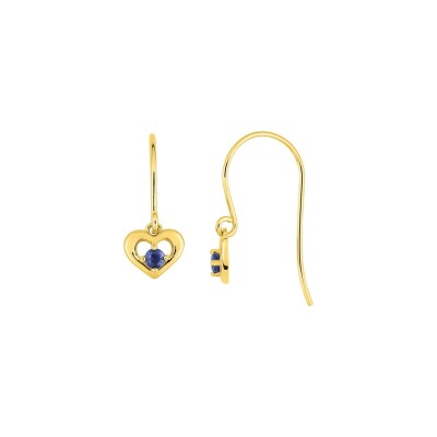 Boucles d'oreilles crochet en or jaune et saphirs