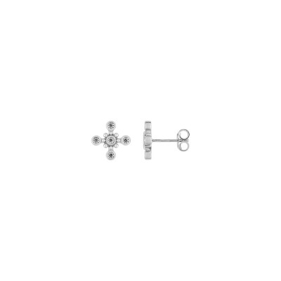 Puces d'oreilles en or blanc et oxydes de zirconium