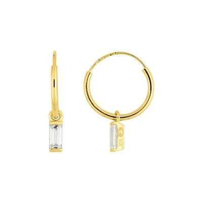 Boucles d'oreilles créoles en or jaune et oxydes de zirconium