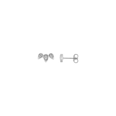 Clous d'oreilles en or blanc et oxyde de zirconium