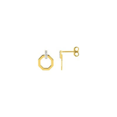 Clous d'oreilles en or jaune et diamant 0.03ct