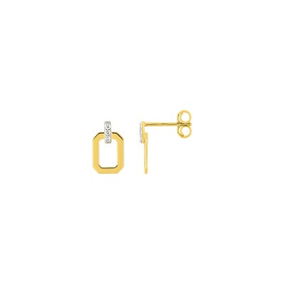 Clous d'oreilles en or jaune et diamant 0.03ct
