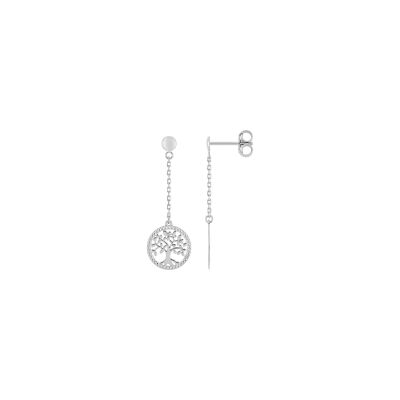 Boucles d'oreilles pendantes en or blanc