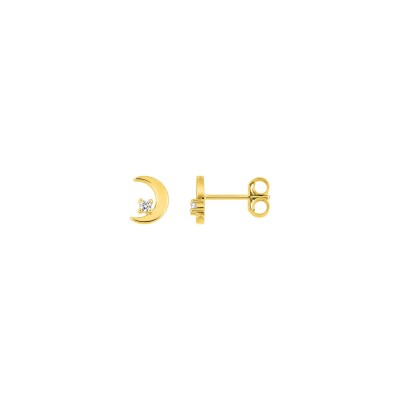 Clous d'oreilles en or jaune et oxyde de zirconium