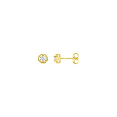 Clous d'oreilles en or jaune et oxyde de zirconium