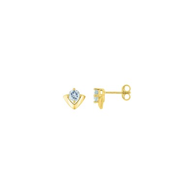 Clous d'oreilles en or jaune et aquaprase