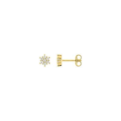 Clous d'oreilles en or jaune et diamant 0.18ct