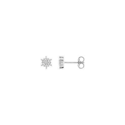 Clous d'oreilles en or blanc et diamant 0.18ct