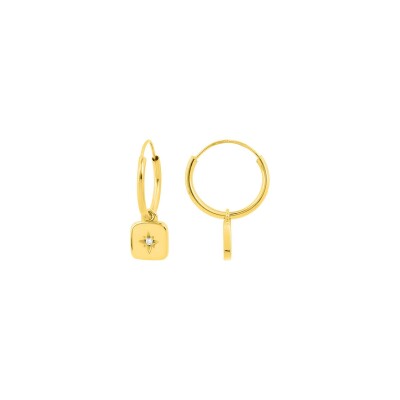 Boucles d'oreilles créoles en or jaune et diamant 0.01ct