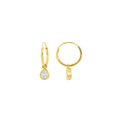 Boucles d'oreilles créoles en or jaune et oxyde de zirconium