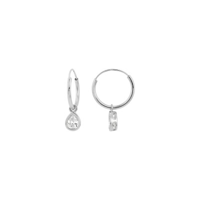Boucles d'oreilles créoles en or blanc et oxyde de zirconium