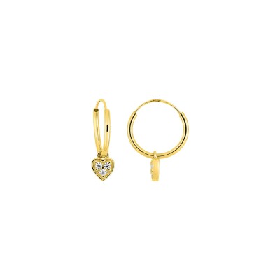 Boucles d'oreilles créoles en or jaune et oxyde de zirconium