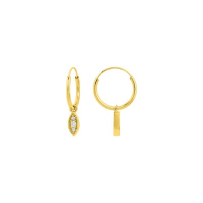 Boucles d'oreilles créoles en or jaune et oxyde de zirconium