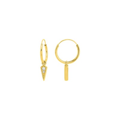 Boucles d'oreilles créoles en or jaune et oxyde de zirconium