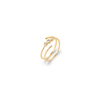 Bague en plaqué or et oxyde de zirconium