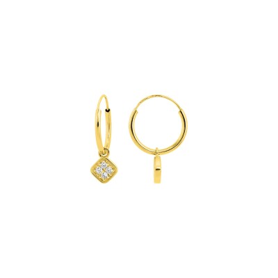 Boucles d'oreilles créoles en or jaune et oxyde de zirconium