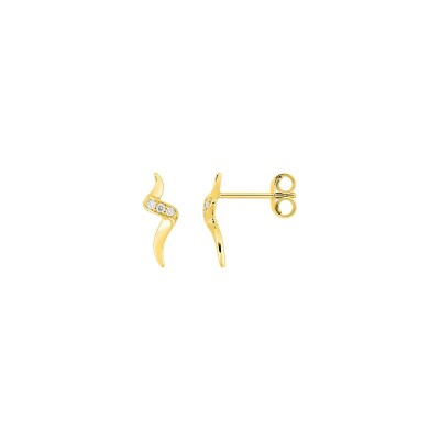 Clous d'oreilles en or jaune et diamant 0.03ct