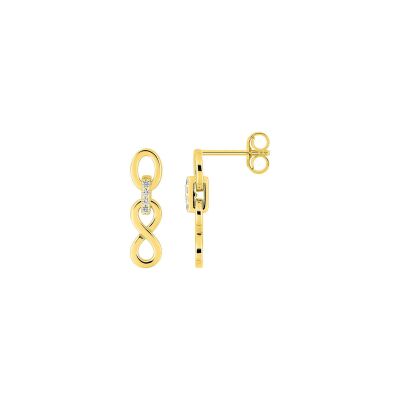 Boucles d'oreilles pendantes en or jaune et oxyde de zirconium