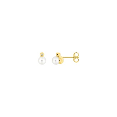 Boucles d'oreilles en or jaune et oxyde de zirconium