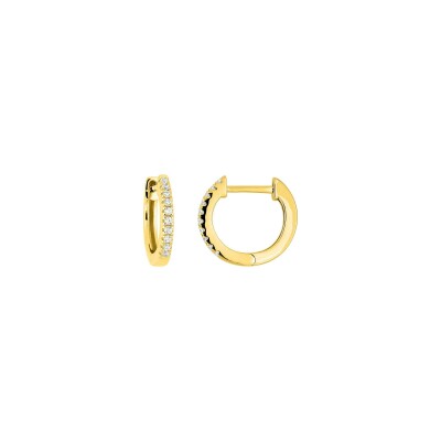 Boucles d'oreilles créoles en or jaune et oxyde de zirconium