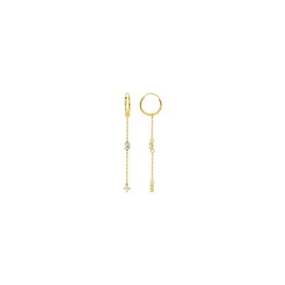 Boucles d'oreilles créoles en or jaune et oxyde de zirconium