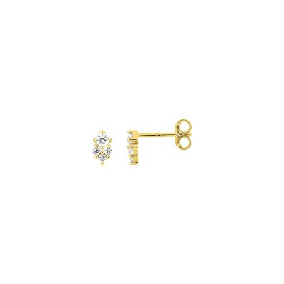 Boucles d'oreilles clous en or jaune et oxyde de zirconium