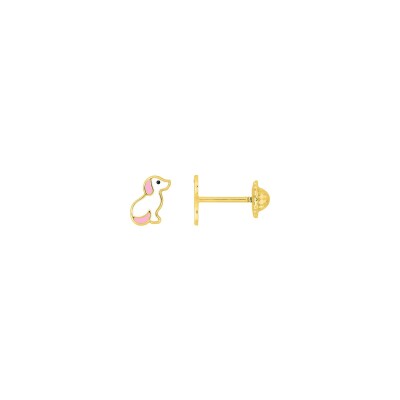 Boucles d'oreilles clous laquées en or jaune