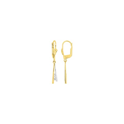Boucles d'oreilles dormeuses en or jaune et oxyde de zirconium