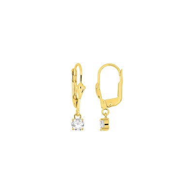 Boucles d'oreilles dormeuses en or jaune et oxyde de zirconium