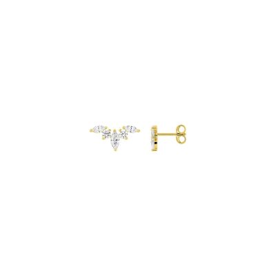 Boucles d'oreilles clous en or jaune et oxyde de zirconium