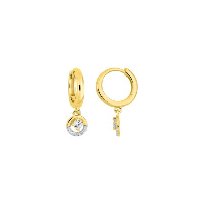 Boucles d'oreilles créoles en or jaune et oxyde de zirconium