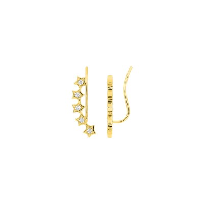 Boucles d'oreilles à crochet en or jaune et oxyde de zirconium