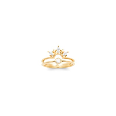 Bague en plaqué or et oxyde de zirconium