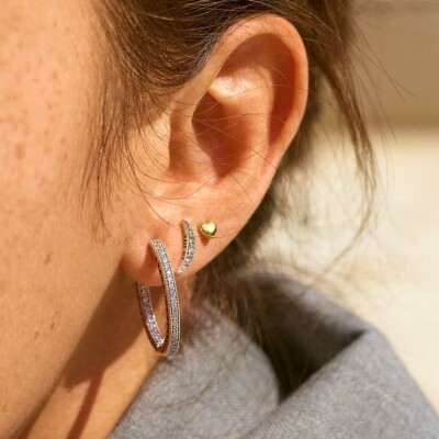 Boucles d'oreilles clous Pandora Passions croissant de lune scintillant en argent et oxyde de zirconium