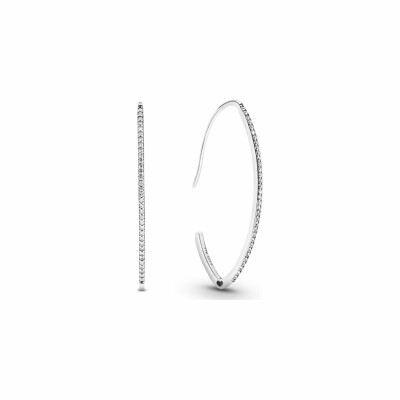 Boucles d'oreilles créoles Pandora Timeless scintillantes ovales en argent et oxyde de zirconium