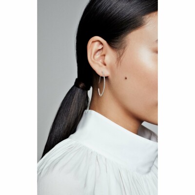 Boucles d'oreilles créoles Pandora Timeless scintillantes ovales en argent et oxyde de zirconium