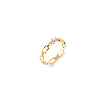Bague en plaqué or et oxyde de zirconium