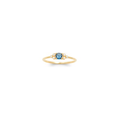 Bague en plaqué or, oxyde de zirconium et pierre synthétique