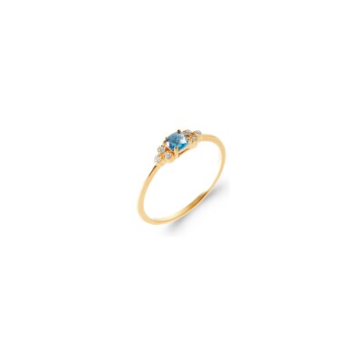 Bague en plaqué or, oxyde de zirconium et pierre synthétique