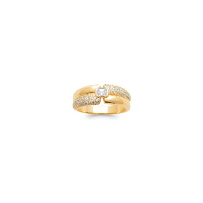 Bague en plaqué or et oxyde de zirconium