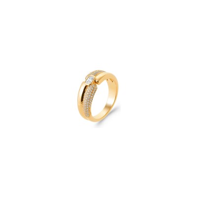 Bague en plaqué or et oxyde de zirconium