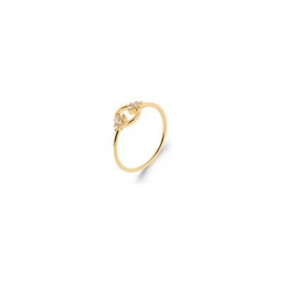 Bague en plaqué or et oxyde de zirconium