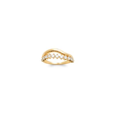 Bague en plaqué or et oxyde de zirconium