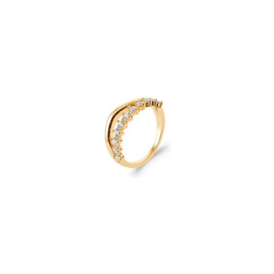 Bague en plaqué or et oxyde de zirconium