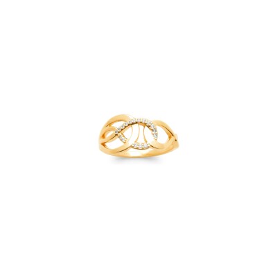 Bague en plaqué or et oxyde de zirconium