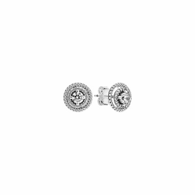 Boucles d'oreilles Pandora Timeless halo double scintillantes en argent et oxydes de zirconium