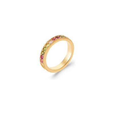 Bague en plaqué or et pierres de couleurs