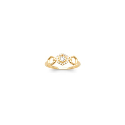Bague en plaqué or et oxyde de zirconium