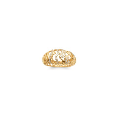 Bague en plaqué or et oxyde de zirconium